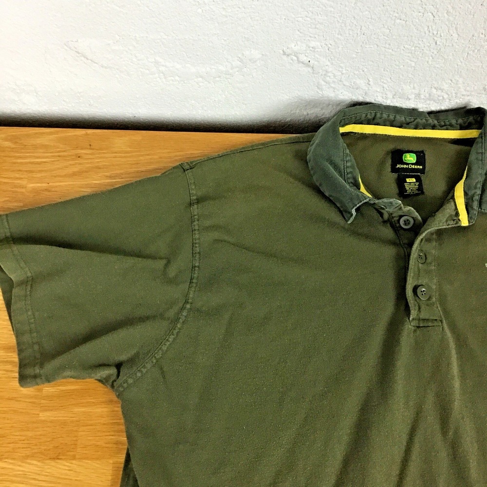 John Deere Mens XL Olive Green Short Sleeve Polo Shirt Graphic 37 Cotton - Picture 13 of 13